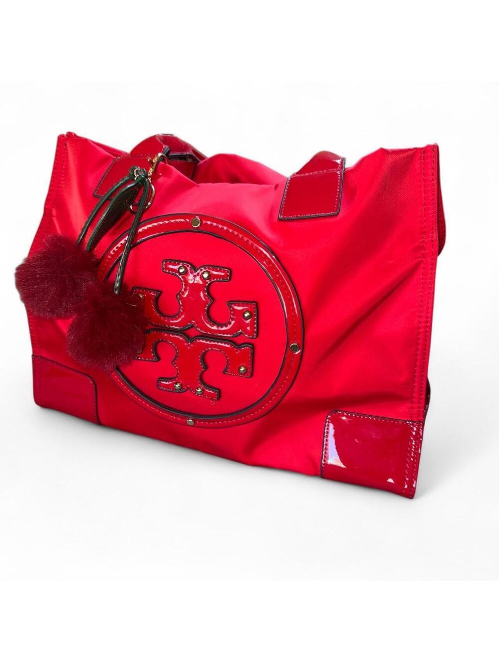 Tory Burch red Ella nylon tote